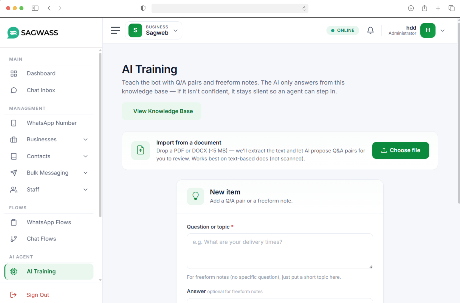 AI-powered chat handling